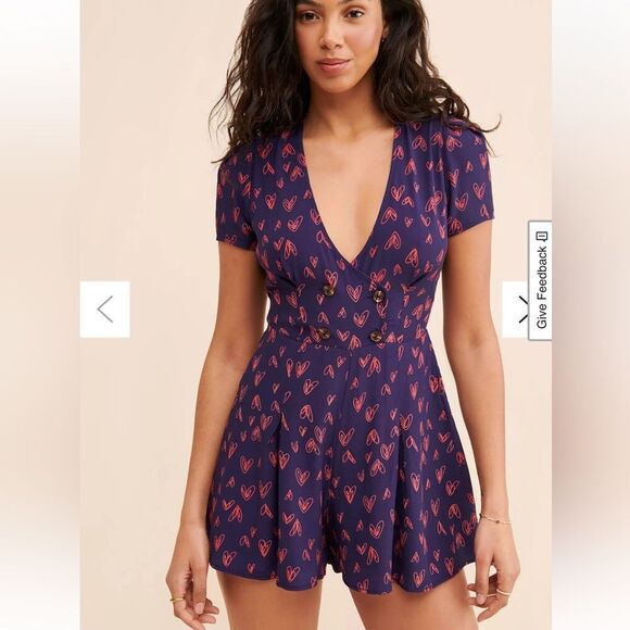 NWOT Urban Outfitters Juliette Printed Short Sleeve Romper - Picture 1 of 10